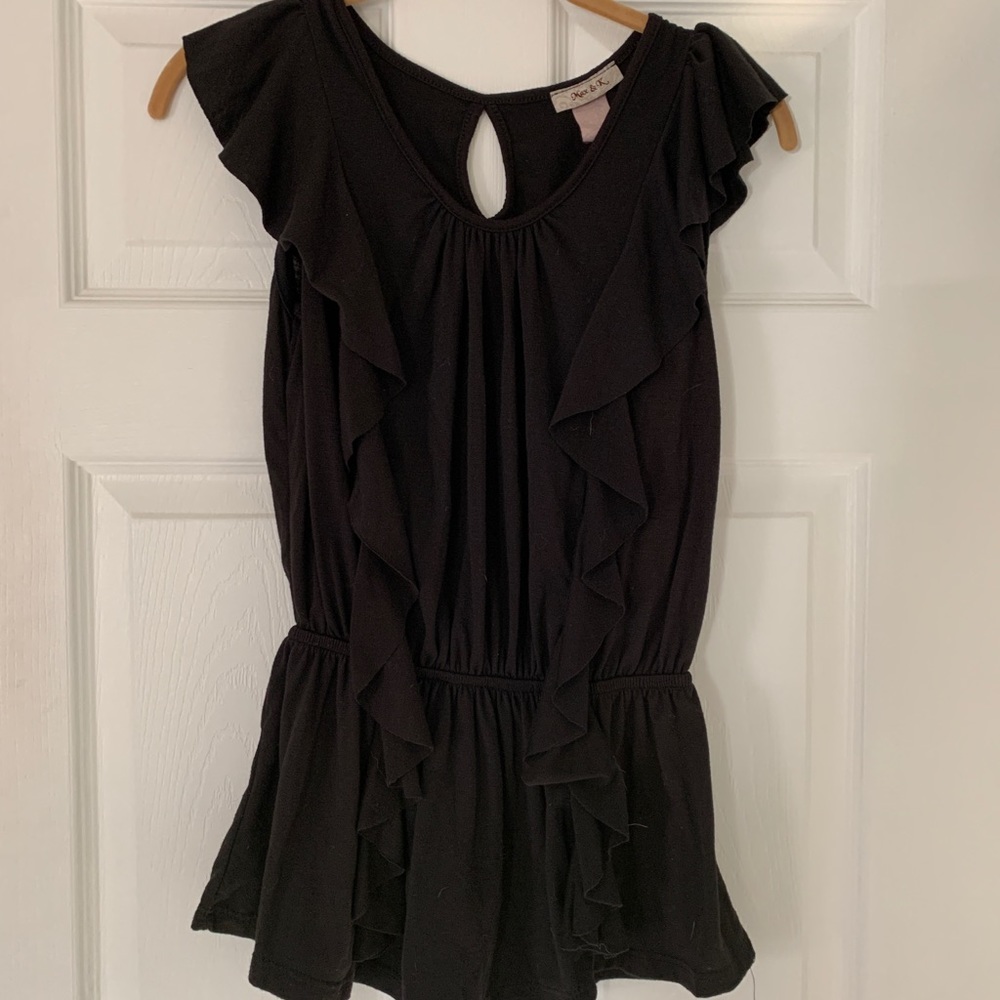 Black ruffle shirt